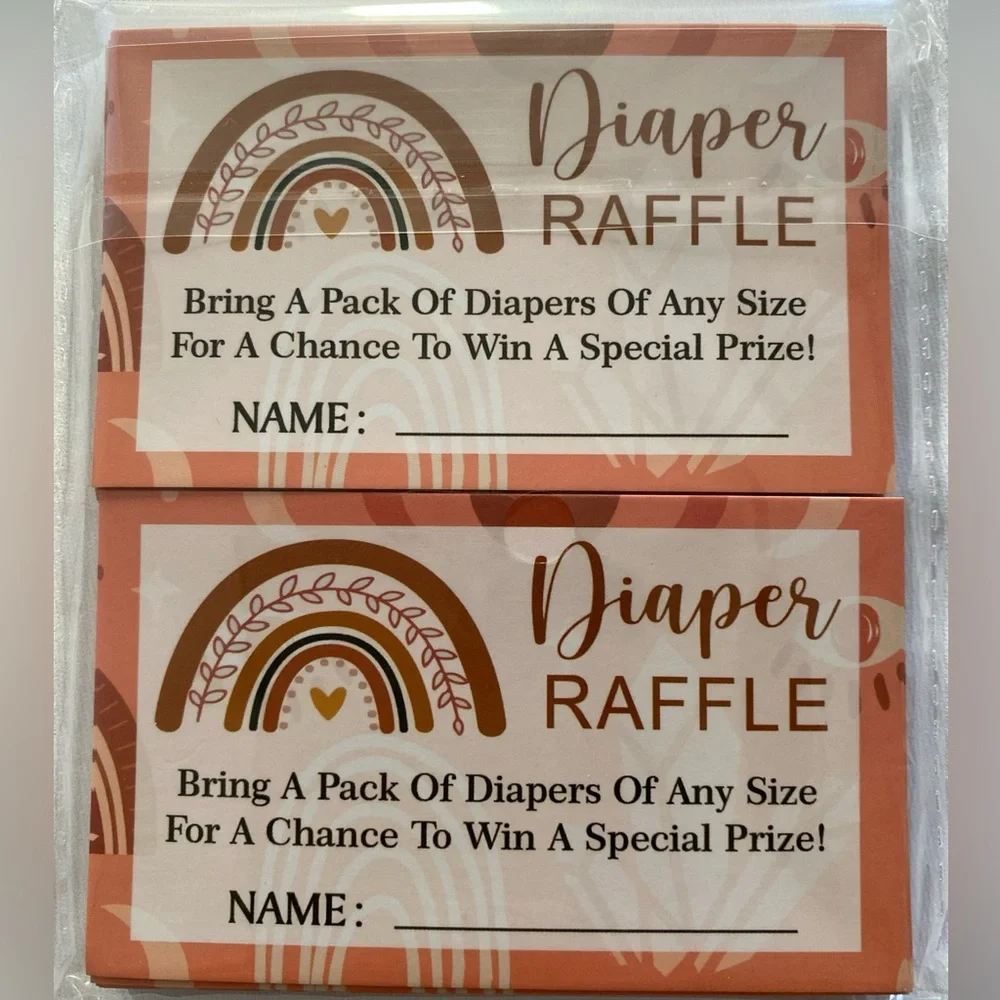 Baby Shower Diaper Raffle Sign And Card 50 Cards